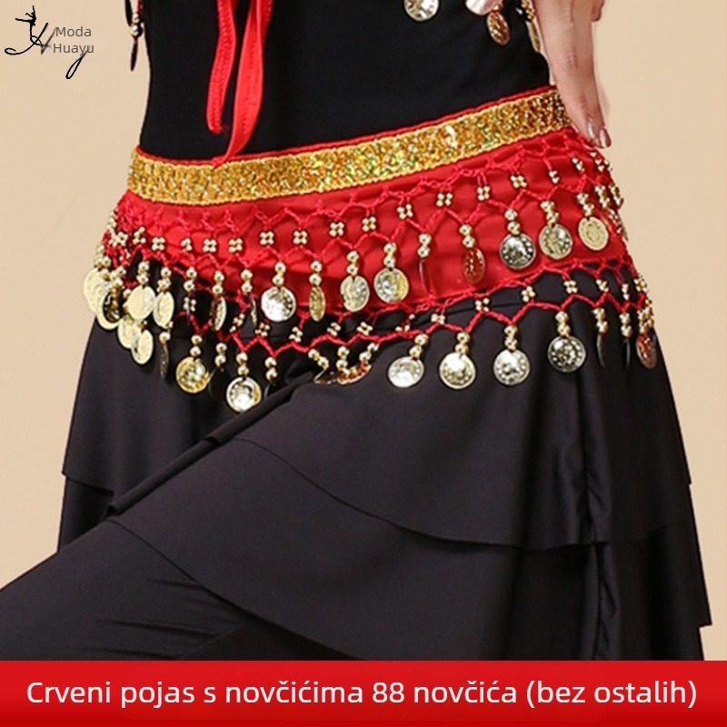 Remen za belly dance i šal oko kuka za indijske plesne nastupe, za vježbu.