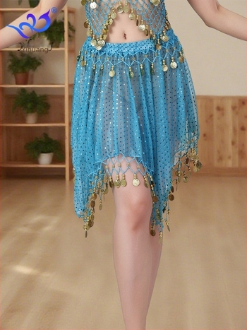 Suknja za belly dance s šljokicama, tkanina s točkicama, poliestersko-spandeks smjesa, žena, ljeto 2025