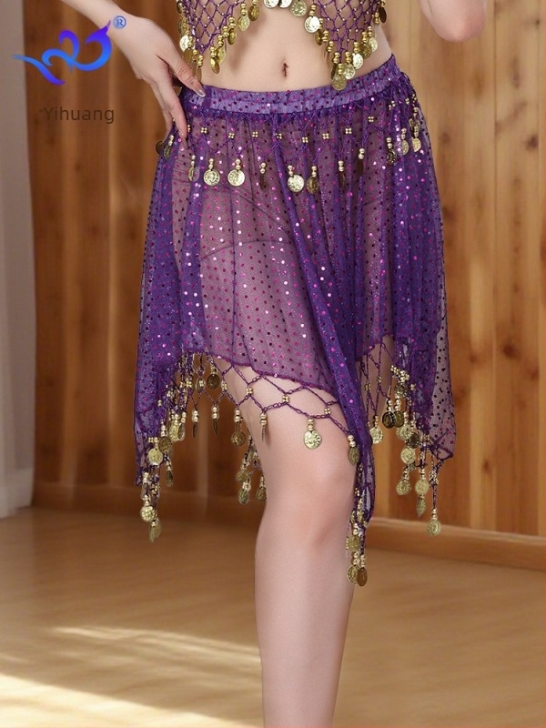 Suknja za belly dance s šljokicama, tkanina s točkicama, poliestersko-spandeks smjesa, žena, ljeto 2025