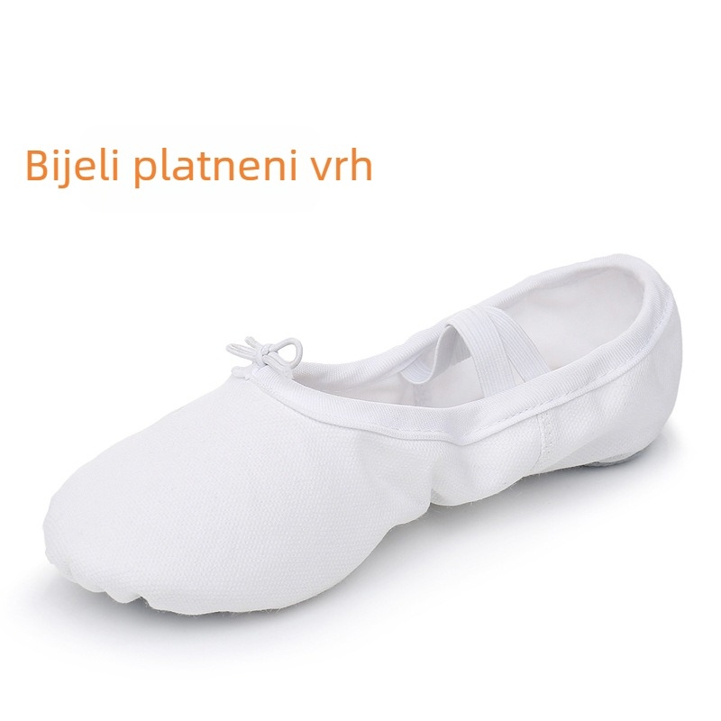Dječje plesne cipele za djevojčice sa mekanom potplatom, prozračne baletne cipele s platnenim i pamucnim gornjim dijelom, potplat od kravljeg kože, DJZJ