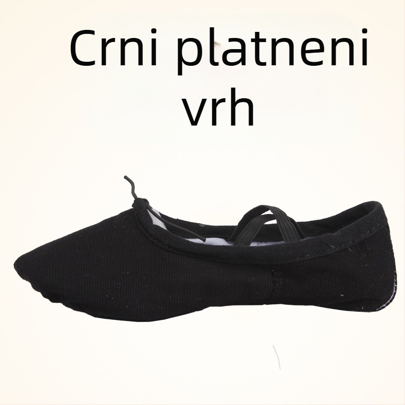 Plesne cipele za odrasle, unisex – meka potplata s Velcro, gornji dio od platna, ravna peta, zaobljena špička