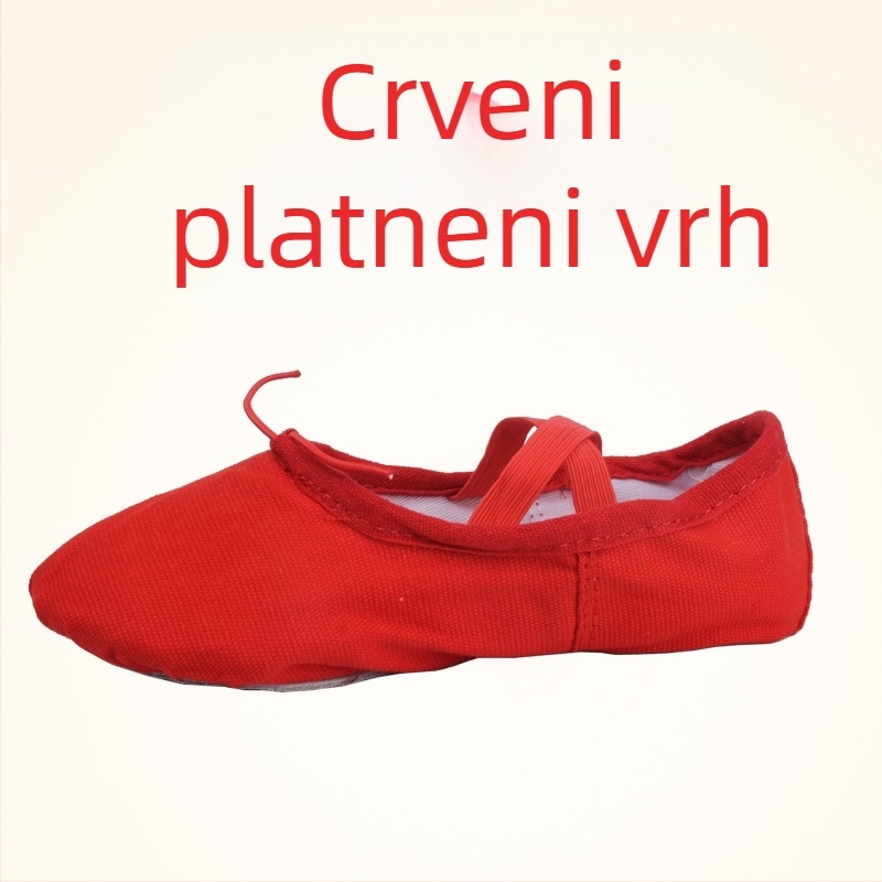 Plesne cipele za odrasle, unisex – meka potplata s Velcro, gornji dio od platna, ravna peta, zaobljena špička