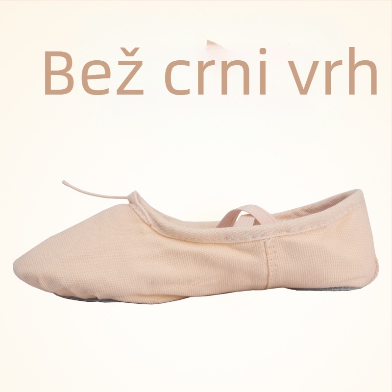 Plesne cipele za odrasle, unisex – meka potplata s Velcro, gornji dio od platna, ravna peta, zaobljena špička