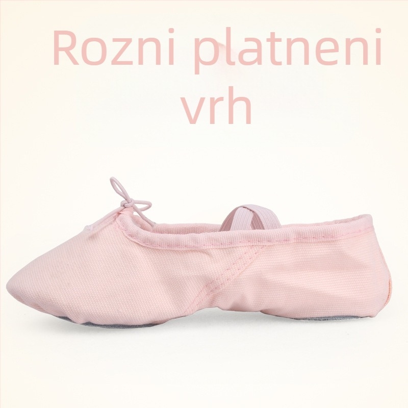 Plesne cipele za odrasle, unisex – meka potplata s Velcro, gornji dio od platna, ravna peta, zaobljena špička