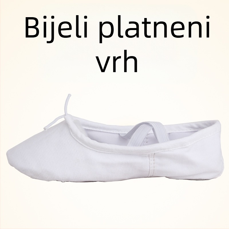 Plesne cipele za odrasle, unisex – meka potplata s Velcro, gornji dio od platna, ravna peta, zaobljena špička