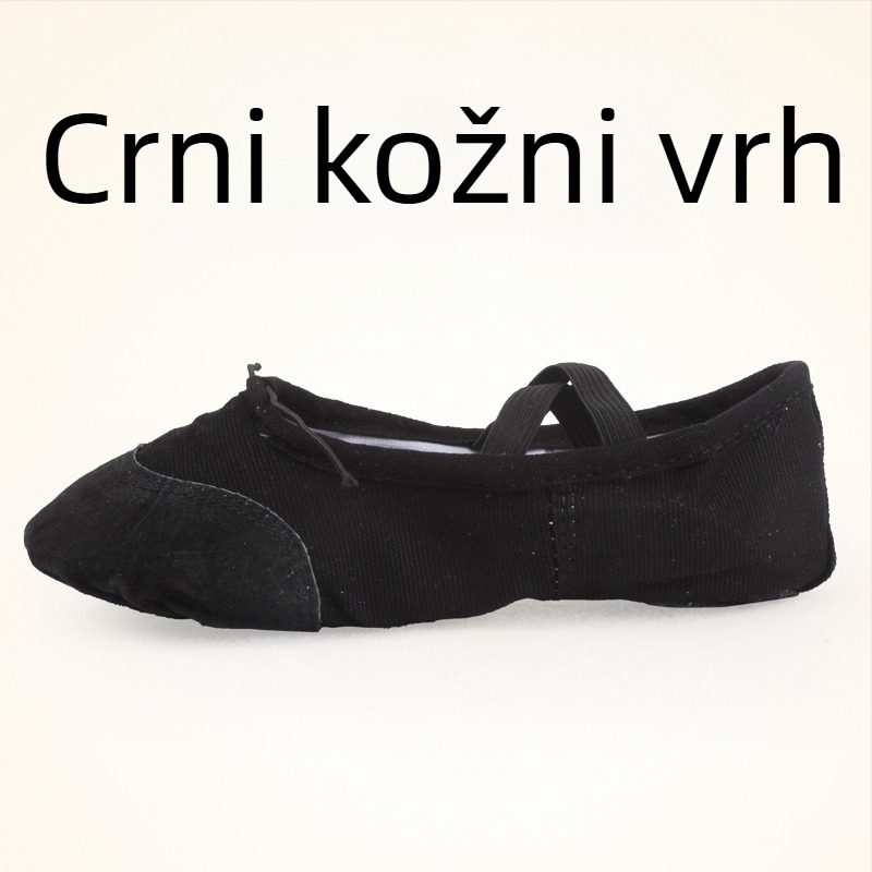 Plesne cipele za odrasle, unisex – meka potplata s Velcro, gornji dio od platna, ravna peta, zaobljena špička