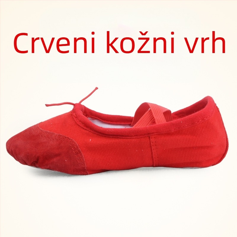 Plesne cipele za odrasle, unisex – meka potplata s Velcro, gornji dio od platna, ravna peta, zaobljena špička
