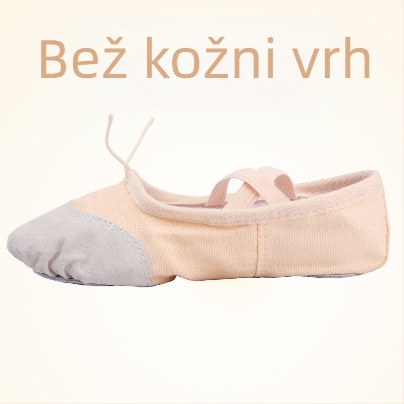 Plesne cipele za odrasle, unisex – meka potplata s Velcro, gornji dio od platna, ravna peta, zaobljena špička