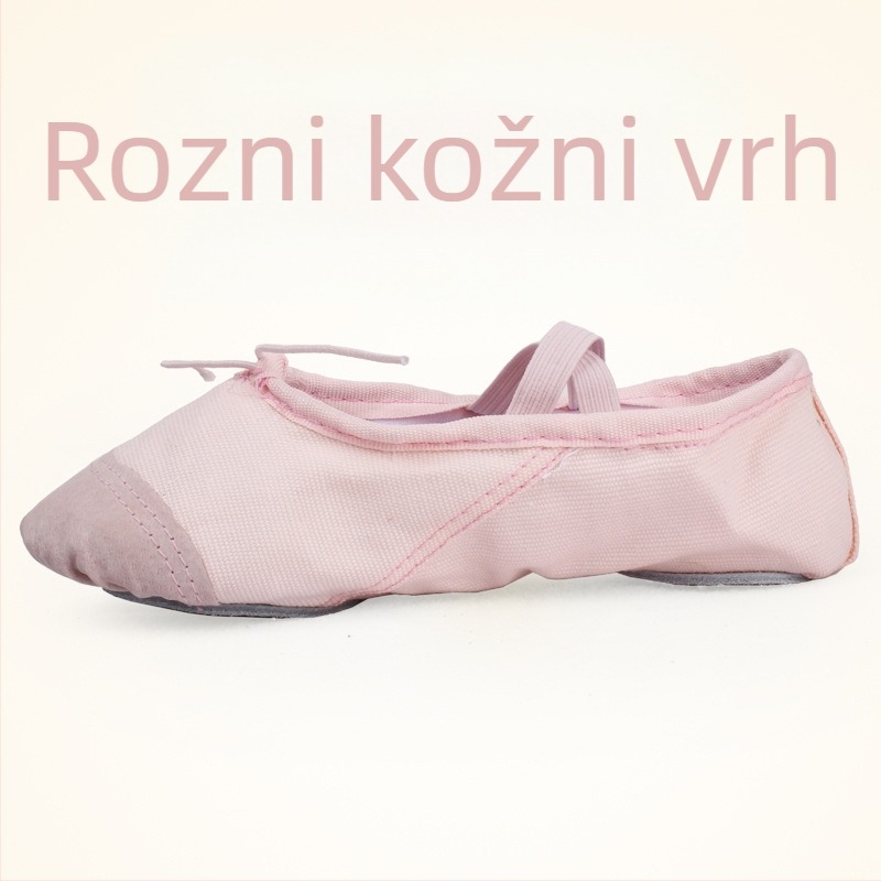 Plesne cipele za odrasle, unisex – meka potplata s Velcro, gornji dio od platna, ravna peta, zaobljena špička