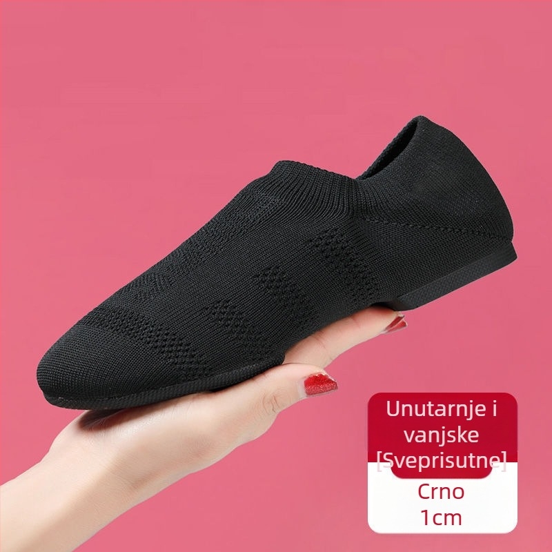Tanečne cipele za žene – prozračne i lagane; gornji dio od pamuka; potplat od gume; pogodne za balet i moderni ples; za odrasle.