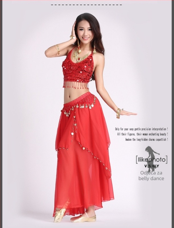 Suknja za belly dance za scensku izvedbu - ženski model, smjesa kemijskih vlakana, glavni materijal: Spandex, udio Spandex 80-90%, tekući dizajn, jesen 2022