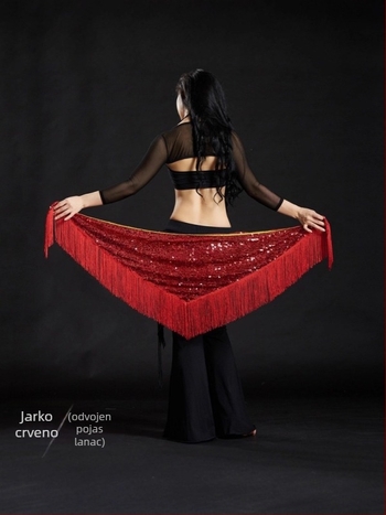Kostim za belly dance s izvezenim detaljima, poliester tkanina 50–70% + 30–50%, elegantan stil, ljeto 2025.