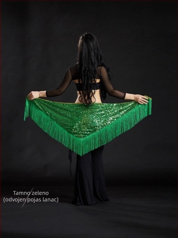 Kostim za belly dance s izvezenim detaljima, poliester tkanina 50–70% + 30–50%, elegantan stil, ljeto 2025.