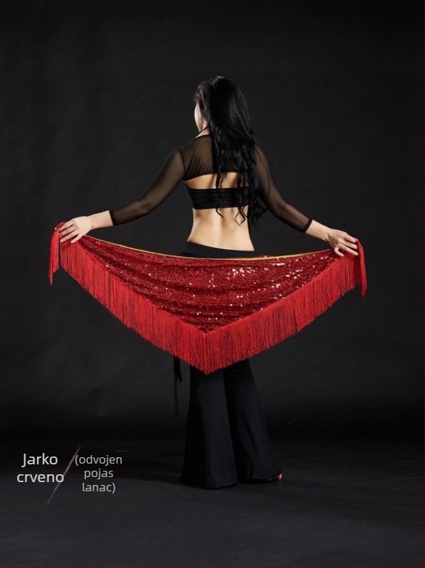 Kostim za belly dance s izvezenim detaljima, poliester tkanina 50–70% + 30–50%, elegantan stil, ljeto 2025.