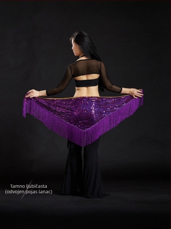 Kostim za belly dance s izvezenim detaljima, poliester tkanina 50–70% + 30–50%, elegantan stil, ljeto 2025.