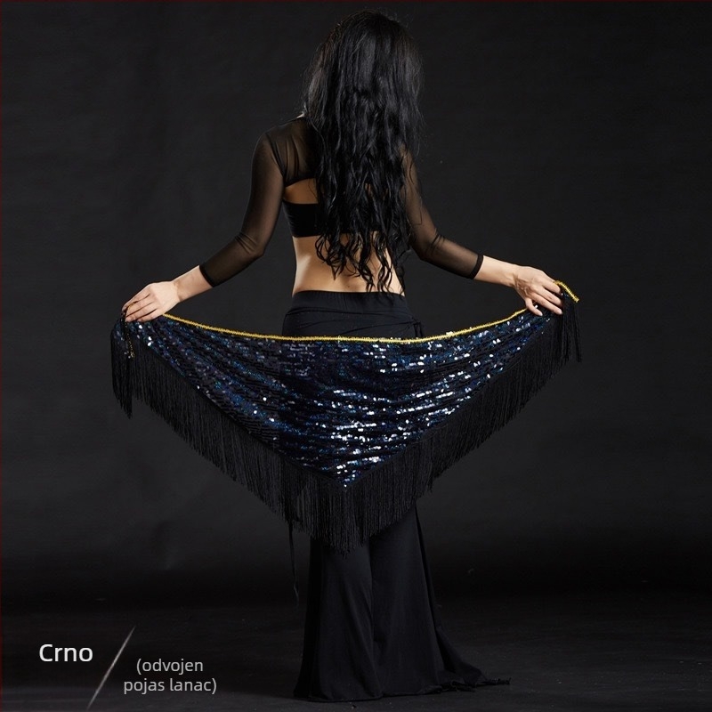 Kostim za belly dance s izvezenim detaljima, poliester tkanina 50–70% + 30–50%, elegantan stil, ljeto 2025.