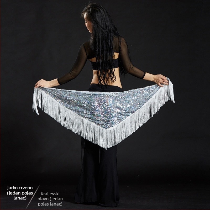 Kostim za belly dance s izvezenim detaljima, poliester tkanina 50–70% + 30–50%, elegantan stil, ljeto 2025.