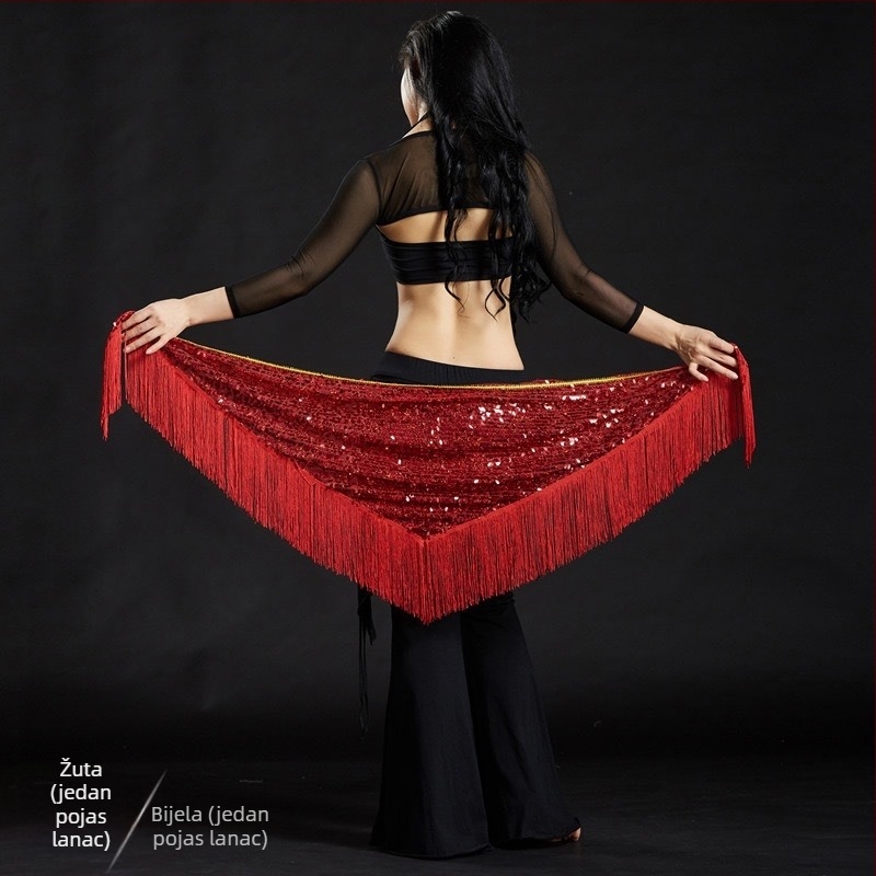 Kostim za belly dance s izvezenim detaljima, poliester tkanina 50–70% + 30–50%, elegantan stil, ljeto 2025.
