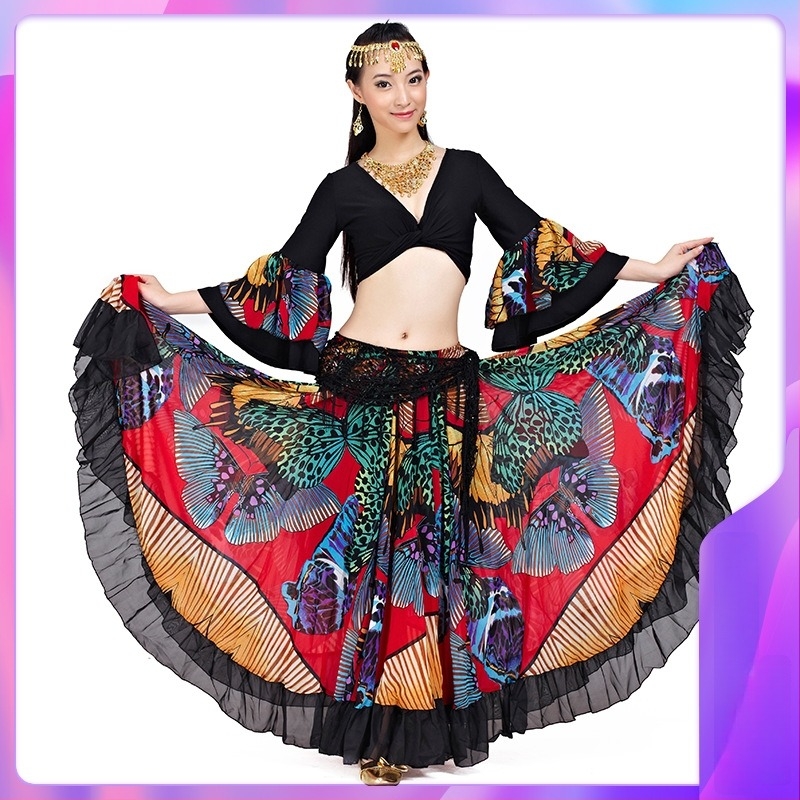 Kostim za belly dance s cvjetnim uzorkom, materijal Crystal cotton, 100% poliester, podstava Crystal cotton + chiffon