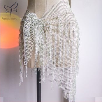 Traka za struk za belly dance s rhinestones i resicama od mrežaste tkanine, jedan kopča, za žene, proljeće 2023