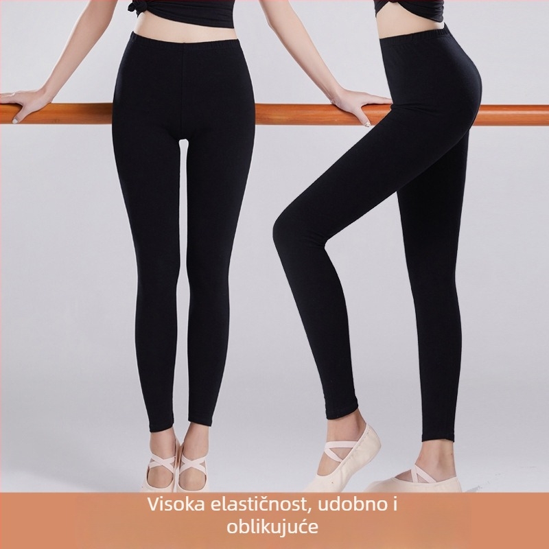 Plesne hlače za odrasle žene, baletni trening, superelastičan materijal, srednje visoka struk, 95% pamuk