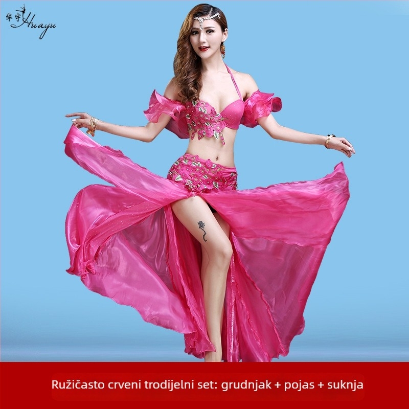 Set za ples trbuha s grudnjakom ukrašenim perlicama za scenske nastupe (Brand: Huayu; Glavni materijal: Spandex; Smjesa kemijskih vlakana; Sezona: Ljeto 2024; Za žene)
