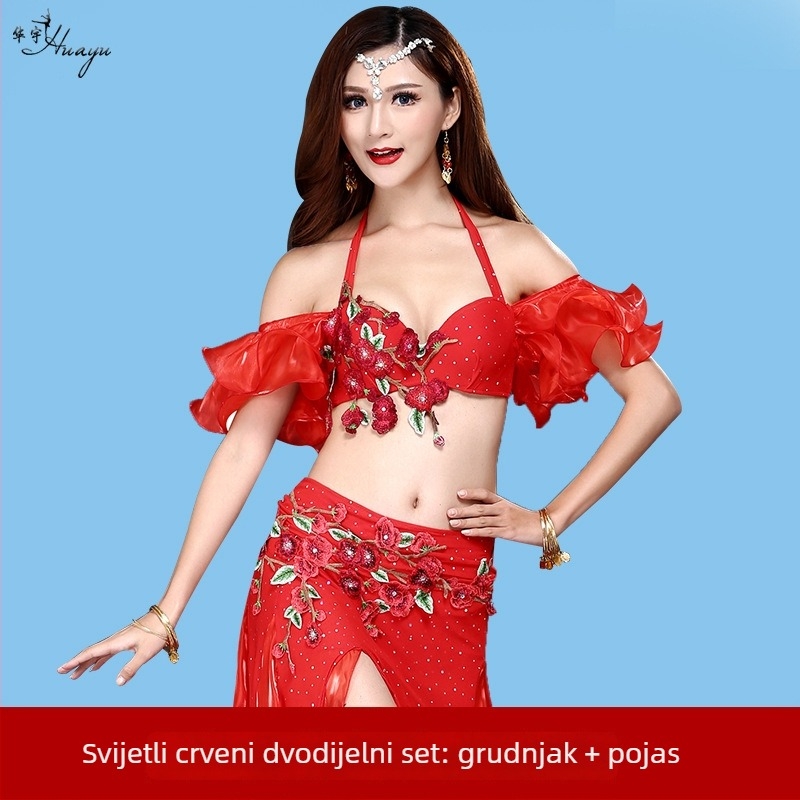 Set za ples trbuha s grudnjakom ukrašenim perlicama za scenske nastupe (Brand: Huayu; Glavni materijal: Spandex; Smjesa kemijskih vlakana; Sezona: Ljeto 2024; Za žene)