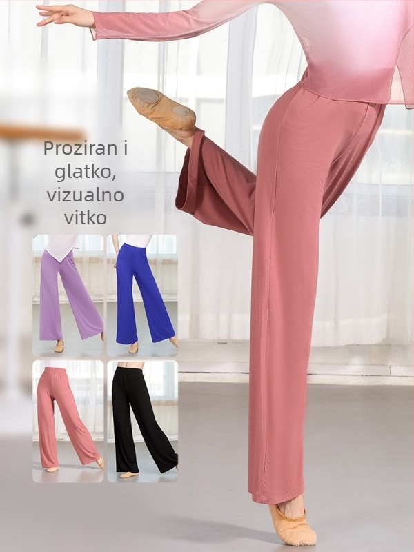 Ženske hlače za moderni ples, široke hlače s visokim strukom, modalni materijal, za scenu i etničke plesove, sve sezone