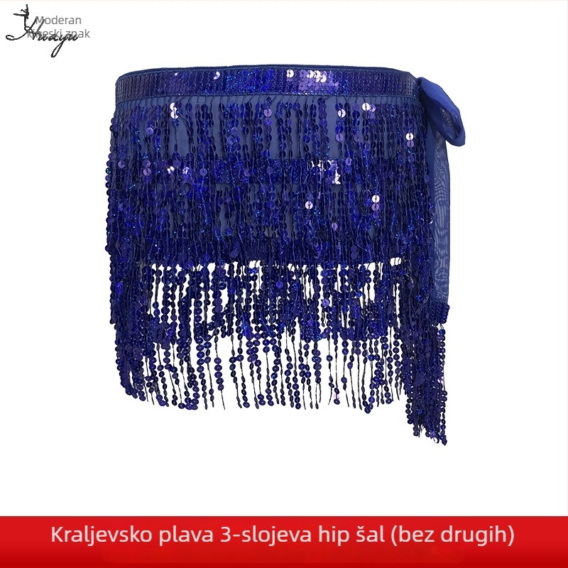 Lanac za struk za belly dance s resicama i pailetama, boemska hip šal od šifona i poliestera, za žene na sceni, proljeće 2025