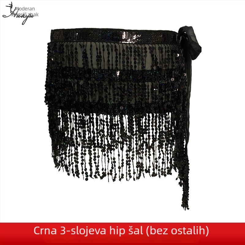 Lanac za struk za belly dance s resicama i pailetama, boemska hip šal od šifona i poliestera, za žene na sceni, proljeće 2025