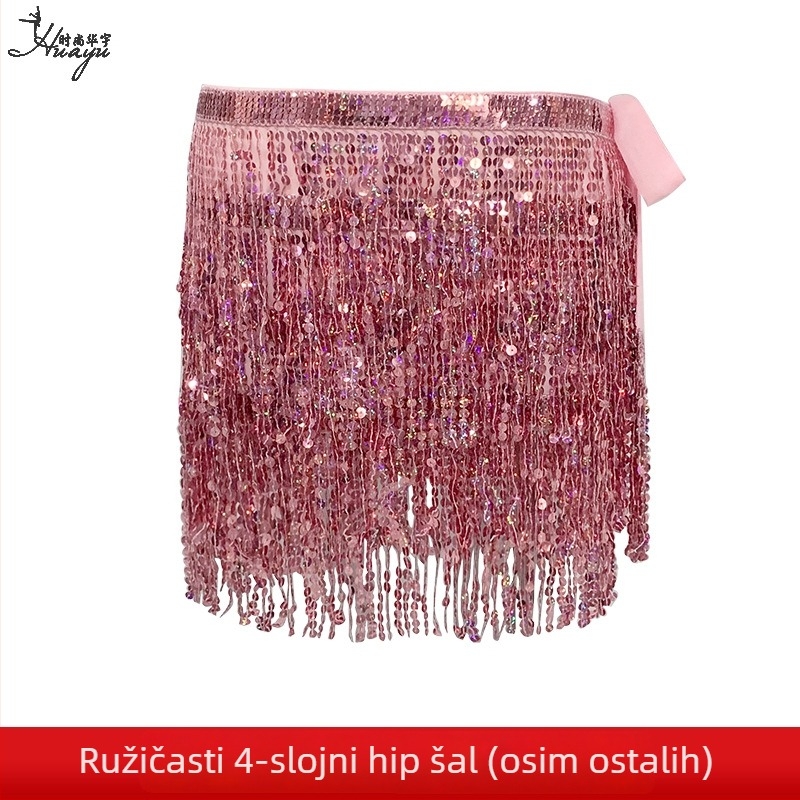Lanac za struk za belly dance s resicama i pailetama, boemska hip šal od šifona i poliestera, za žene na sceni, proljeće 2025