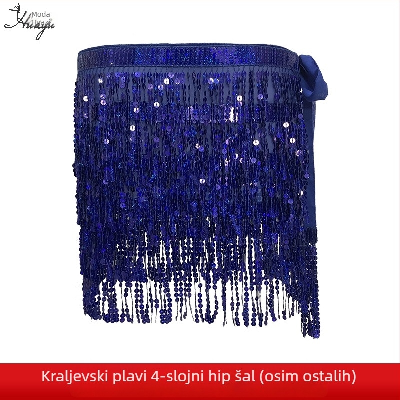 Lanac za struk za belly dance s resicama i pailetama, boemska hip šal od šifona i poliestera, za žene na sceni, proljeće 2025