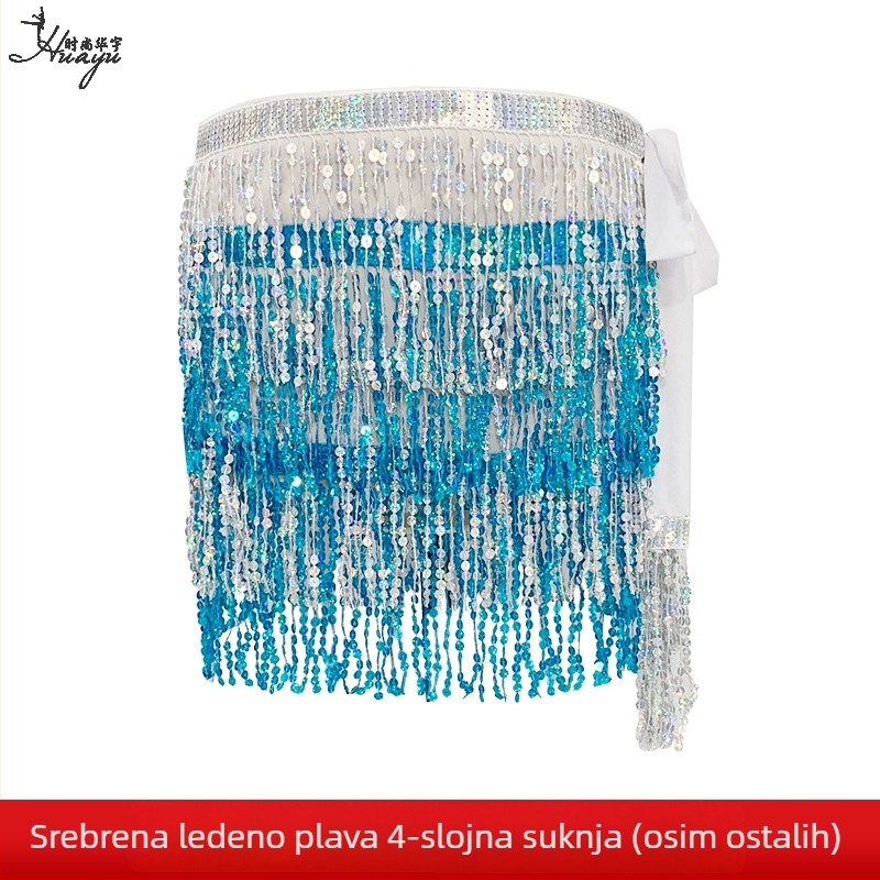 Lanac za struk za belly dance s resicama i pailetama, boemska hip šal od šifona i poliestera, za žene na sceni, proljeće 2025