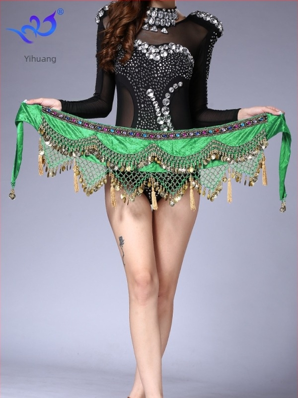 Pojas za Belly Dance s novčićima i resicama, flanel materijal, 100% poliester, ljeto 2022