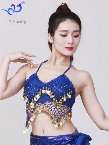 Sjajni halter top za belly dance s resicama (Materijal: poliester + spandeks; Postotak vlakana: 95%+; Spol: Žena; Prigode: Belly dance; Sezona: Proljeće 2025)