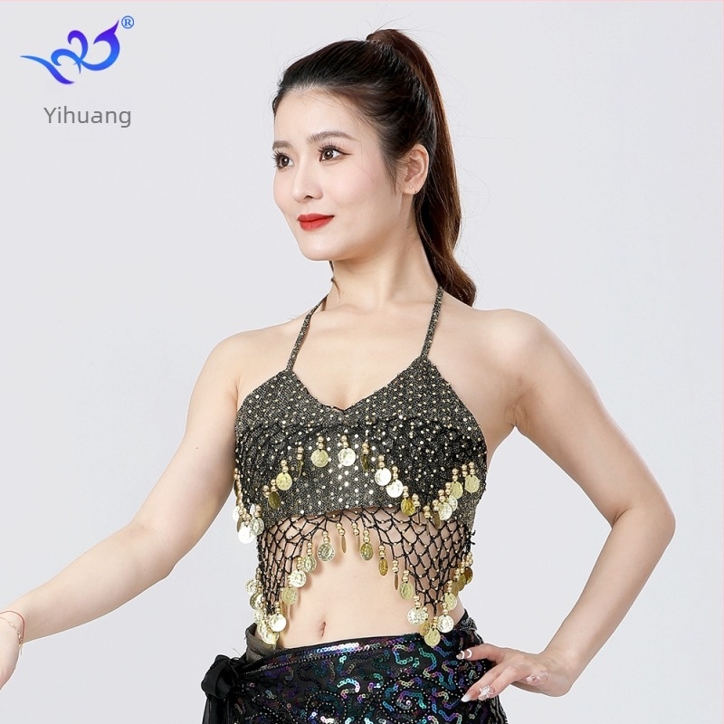 Sjajni halter top za belly dance s resicama (Materijal: poliester + spandeks; Postotak vlakana: 95%+; Spol: Žena; Prigode: Belly dance; Sezona: Proljeće 2025)