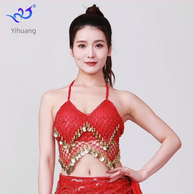 Sjajni halter top za belly dance s resicama (Materijal: poliester + spandeks; Postotak vlakana: 95%+; Spol: Žena; Prigode: Belly dance; Sezona: Proljeće 2025)