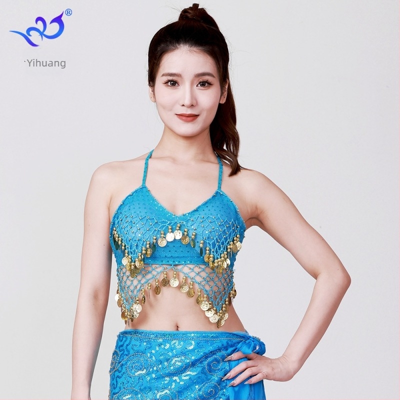 Sjajni halter top za belly dance s resicama (Materijal: poliester + spandeks; Postotak vlakana: 95%+; Spol: Žena; Prigode: Belly dance; Sezona: Proljeće 2025)