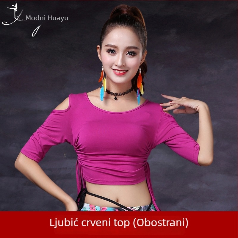 Ženski Belly Dance top od modalnog materijala s križnim izrezima i vezicama na obje strane (50–70% modal vlakna)