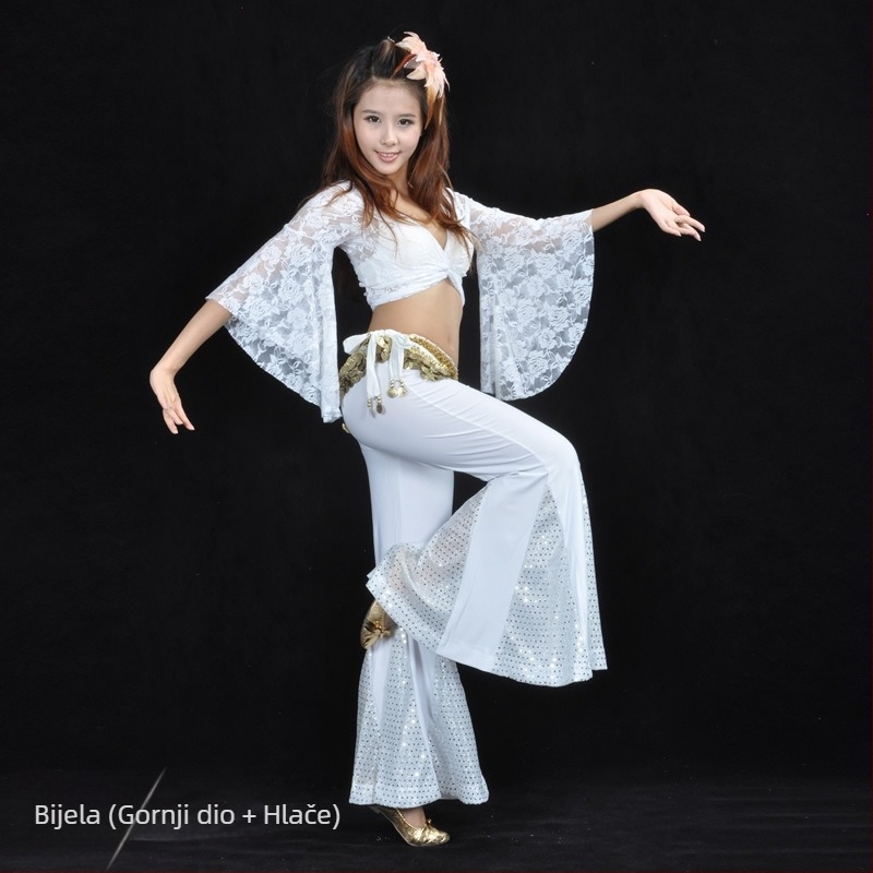 Čipkasti top i hlače s ribljim repom – belly dance set za žene