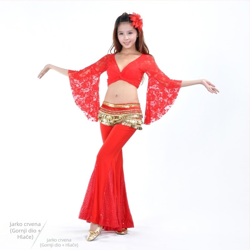 Čipkasti top i hlače s ribljim repom – belly dance set za žene