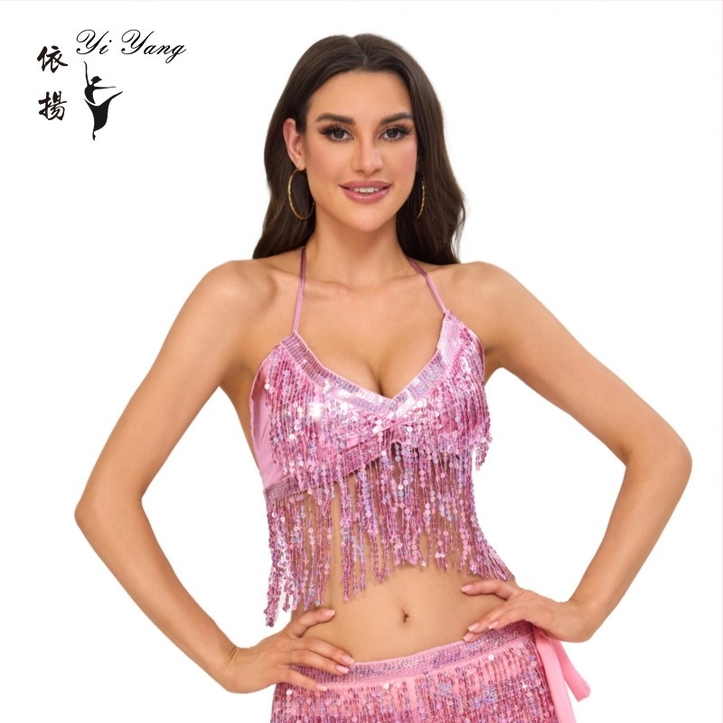 Sequin grudnjak za pozornicu – Unisex top Belly Dance i Pole Dance, poliester 95%+ (Poliester; Ljeto 2025; Yiyang; Unisex)