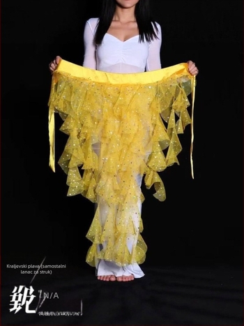 Pojas za belly dance s mrežastom tkaninom, motiv lisice s devet repova, izšiven pojas za struk, egipatski stil za džez ples