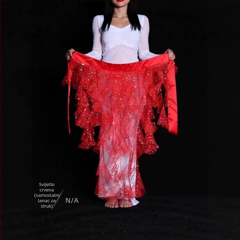 Pojas za belly dance s mrežastom tkaninom, motiv lisice s devet repova, izšiven pojas za struk, egipatski stil za džez ples