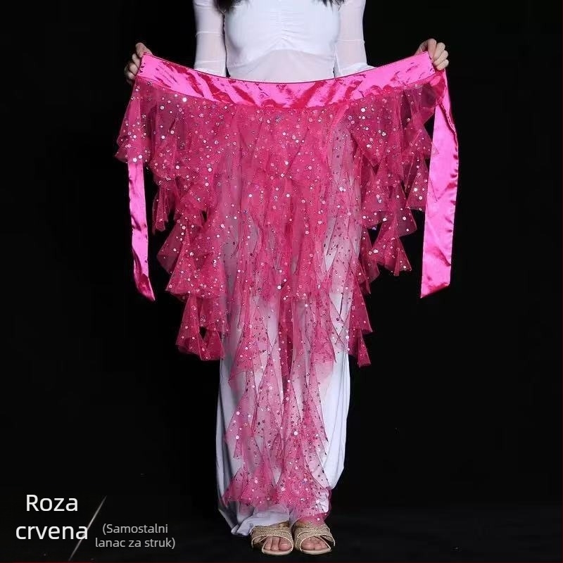 Pojas za belly dance s mrežastom tkaninom, motiv lisice s devet repova, izšiven pojas za struk, egipatski stil za džez ples