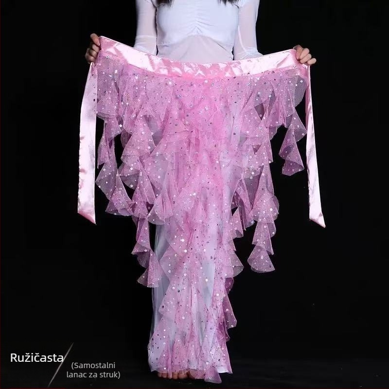 Pojas za belly dance s mrežastom tkaninom, motiv lisice s devet repova, izšiven pojas za struk, egipatski stil za džez ples