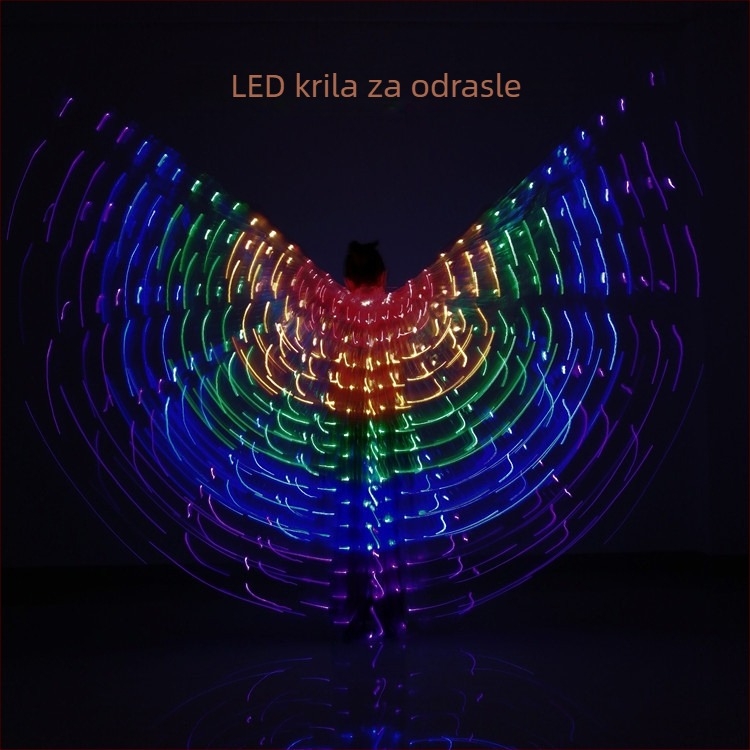 LED svjetleća krila za ples trbuha – 360° duga svjetlost, velike zlatne krila