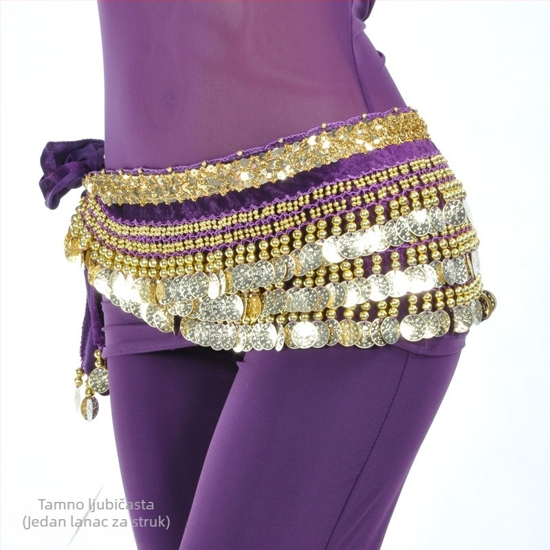 BELLYQUEEN/Dancer pojas za ples trbuha od baršuna, poliester tkanina, unisex