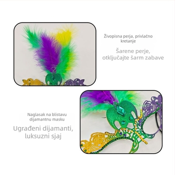 Polu-lice karnevalska maska sa šljokicama, traka za kosu s leptirima, plastična, sladak stil, DIY rekvizit