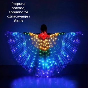 LED krila za belly dance, kostim s 360° velikim krilima leptira, mrežasta tkanina i spandex, unisex